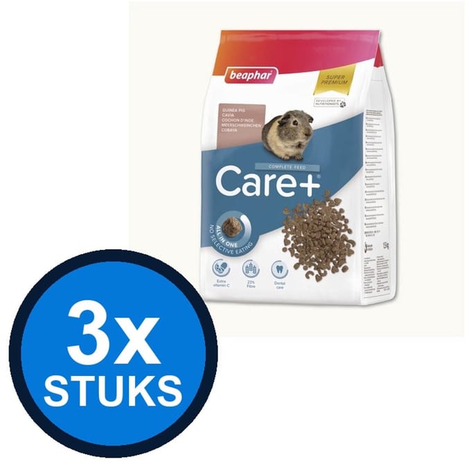 3x Beaphar - Care+ cavia 1,5kg - Knaagdierenvoer - 1.5 kg