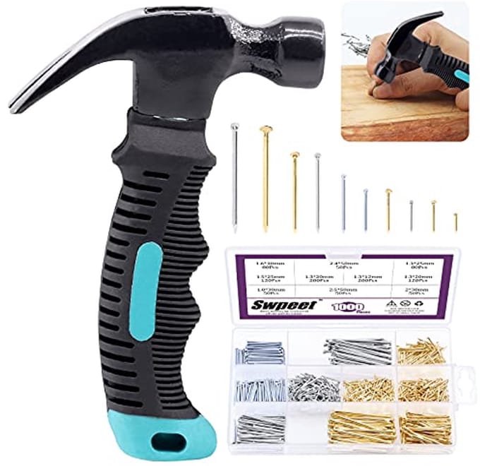Hardware Nagelassortiment Kit met Mini Klauwhamer - 1000 Stuks