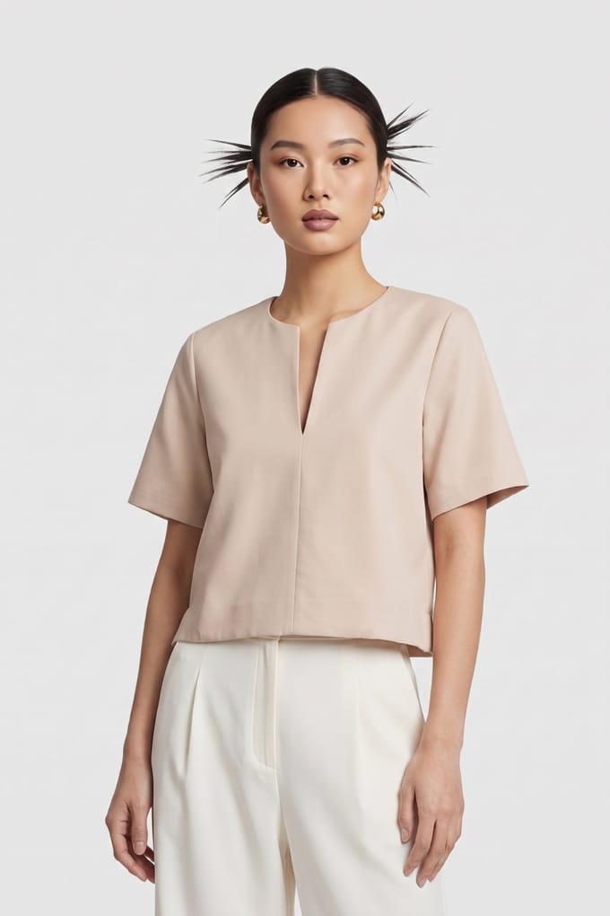 ARKET Hanna Sculptural T-shirt Beige Größe: 34 | Blusen Outlet | Damen | Braun