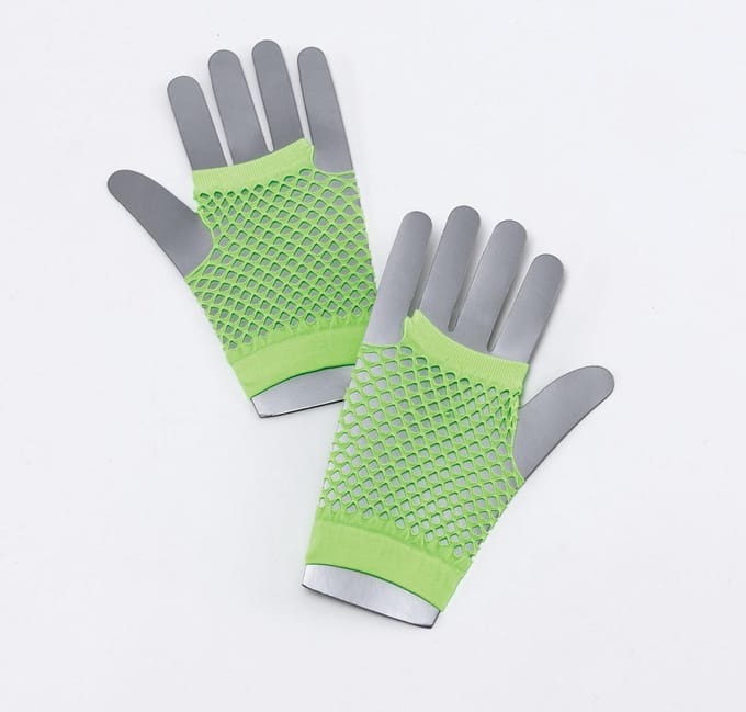 Carnaval verkleed korte visnet handschoenen - groen - voor volwassenen