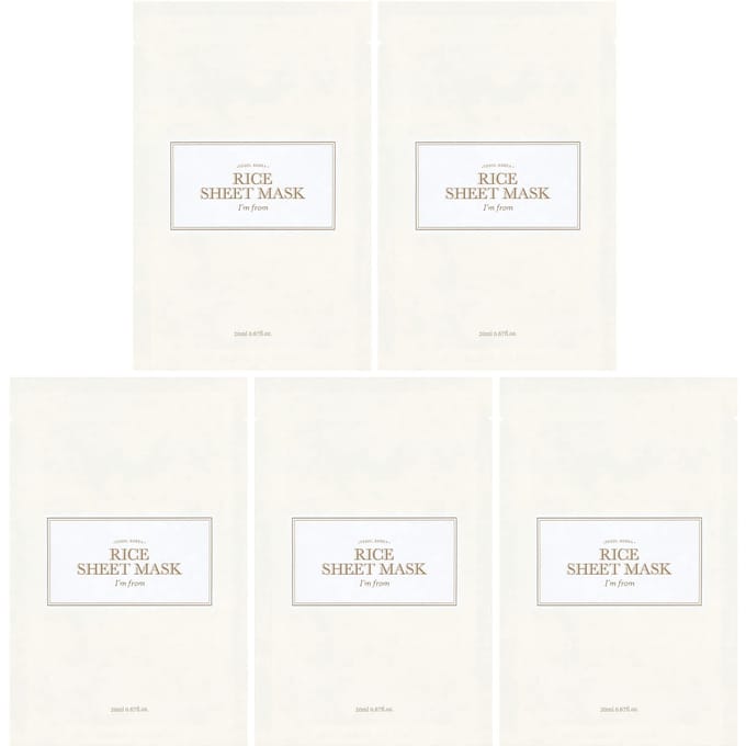 I'm From, Rice Beauty Sheet Mask, 5 sheets, 20ml (0.67fl oz) each white
