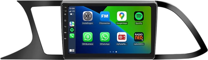 Carplay autoradio geschikt voor Seat Leon | 2013 t/m 2020 | Android 13 | Draadloos Apple Carplay & Android Auto | 4GB + 64GB | 8-Core processor | Matt Zwart | Davilon | 2026 model | 2013 2014 2015 2016 2017 2018 2019 2020 | Bluetooth & Wifi