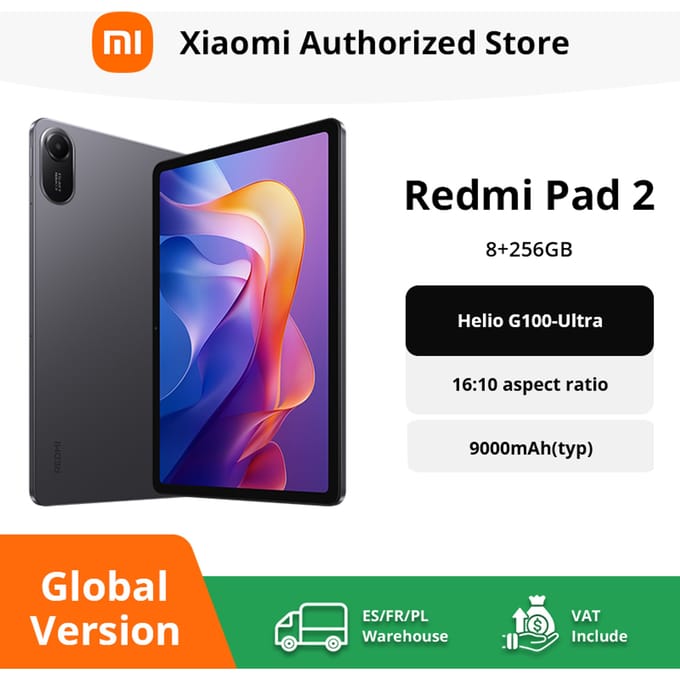 Xiaomi Redmi Pad 2 Global Version Wifi 11 inch 2.5K kristalhelder scherm MediaTek Helio G100-Ultra Mi Tablet 90Hz scherm 9000mAh Lavender Purple