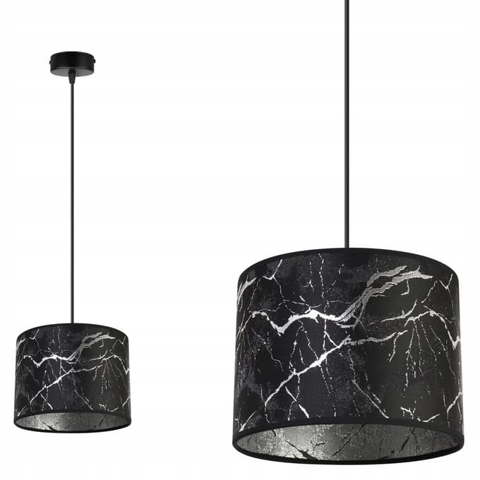 Light-Home Werona – Hanglamp – Zwart/Zilver – Stoffen Kap – Verstelbare Hoogte