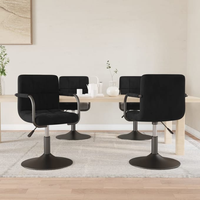 vidaXL - Eetkamerstoelen - draaibaar - 4 - st - fluweel - zwart