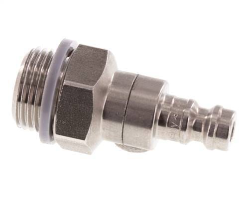 RVS DN 5 Luchtkoppeling Insteeknippel G 3/8 inch Buitendraad Double Shut-Off - CLP5-M-S-SV-038