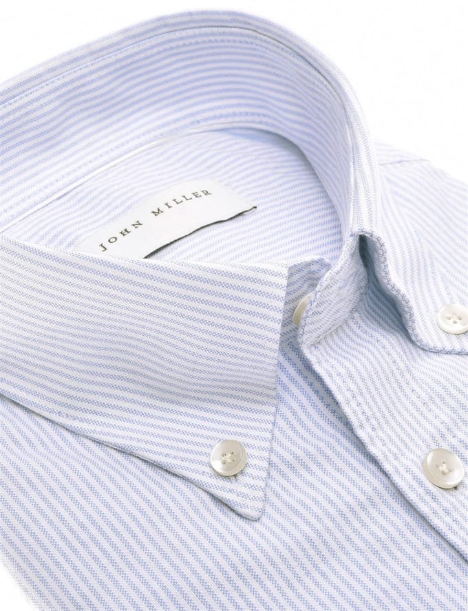 Overhemd Lichtblauw John Miller Tailored Fit gestreept