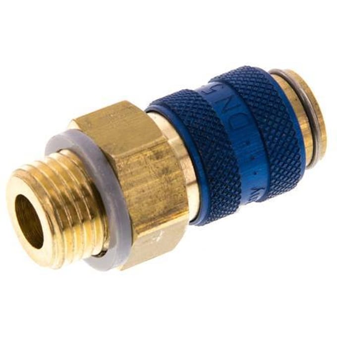Messing DN 5 Blauw Luchtkoppeling Snelkoppeling G 1/4 inch Buitendraad - CLS5-M-B-BLU-014