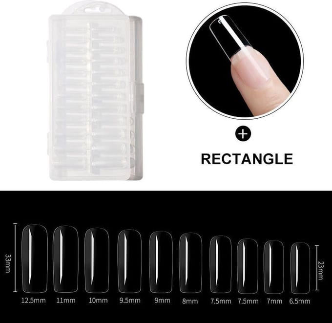 Dermarolling Nageltips Rectangle 10 maten - 240 stuks