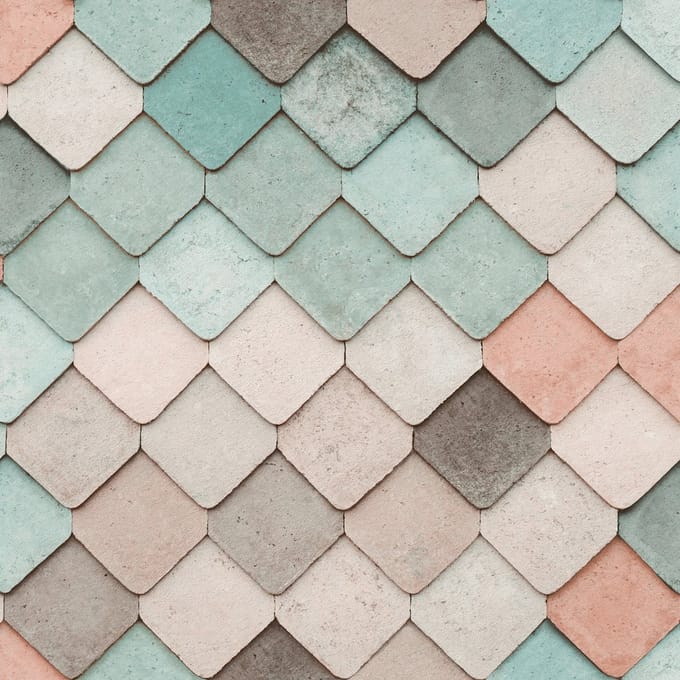 Dutch Wallcoverings - Artifice- tegels mint/grijs/roze - M760-04