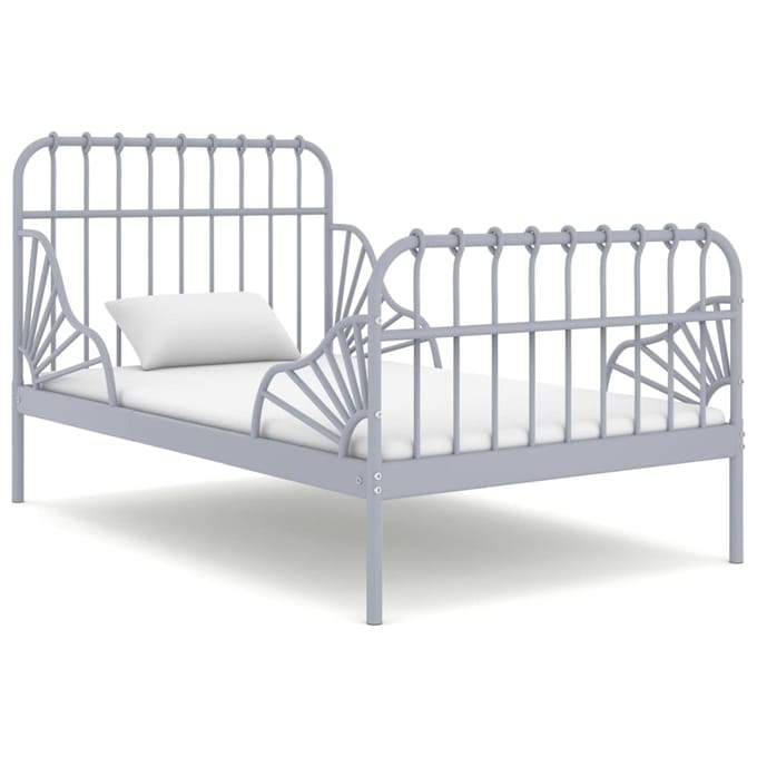 vidaXL - Bedframe - verlengbaar - metaal - grijs - 80x130/200 - cm
