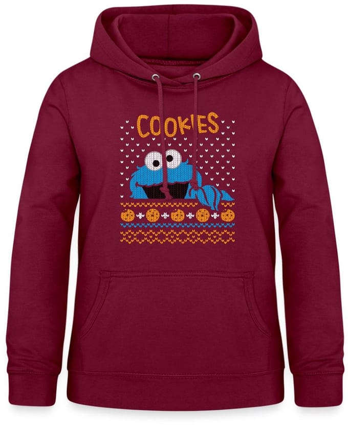 Sesamstraat Koekiemonster Cookies Lelijk Kerst Hoodie Dames