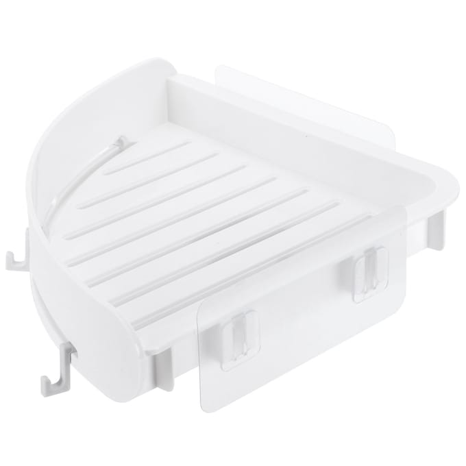 Badkamer Plank Organizer Geen Boren Hoekplank Shampoo Houder Opbergrek met Haak(Wit ) wit