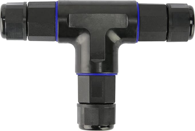 Kabelverbinder - T Connector - Waterdicht IP68 - 3 Aderig - Zwart