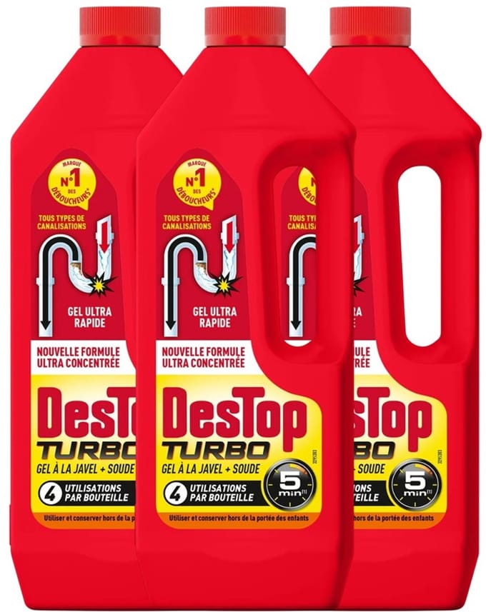 Destop - Ontstopper Gel Turbo - 3 x 1 liter - Voordeelverpakking