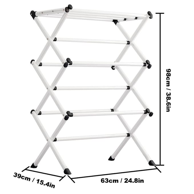 Opvouwbaar droogrek, metalen standaard, hangend, ruimtebesparend, multifunctioneel, wasgoed, kledinghanddoek wit