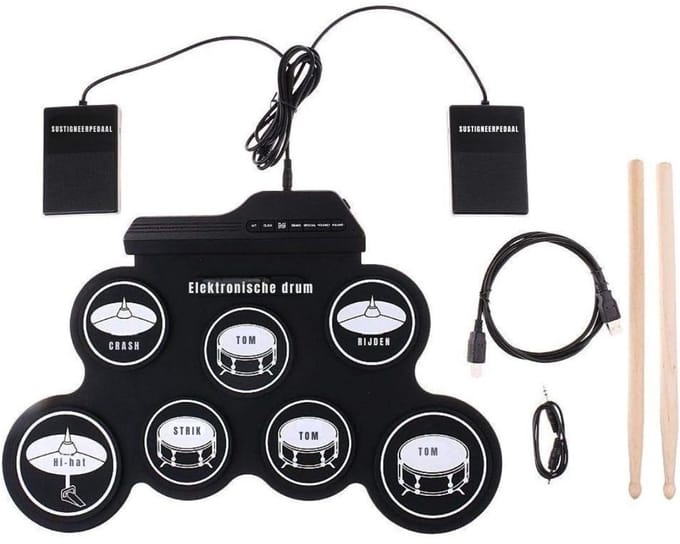 Zyrex® Elektrisch Drumstel - Drumstel Voor Kinderen - Drumstel -Zwart- 43cmx 16cmx 7cm