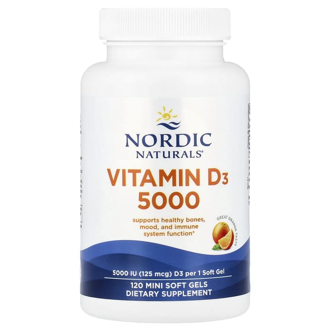 Nordic Naturals, Vitamine D3 5000, Sinaasappel, 5.000IE, 120 softgels