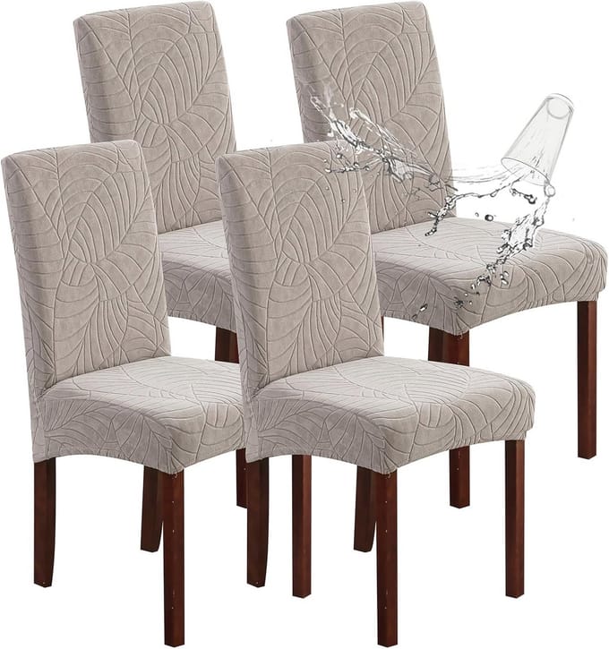 Waterdichte stoelbeschermers voor eetkamer - Stretch Jacquard, set van 4