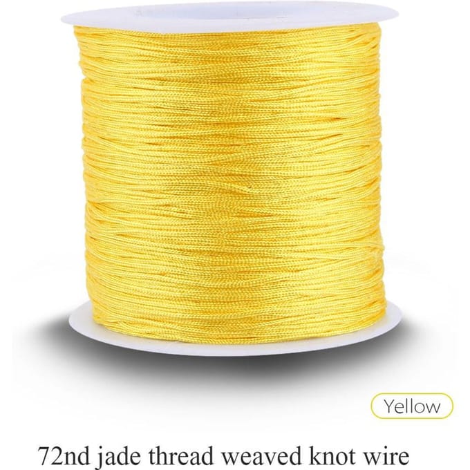 100M x 0.8mm Cordon Nylon Noeud Chinois Queue de Rat Macramé Shamballa Fil Corde Jaune yellow