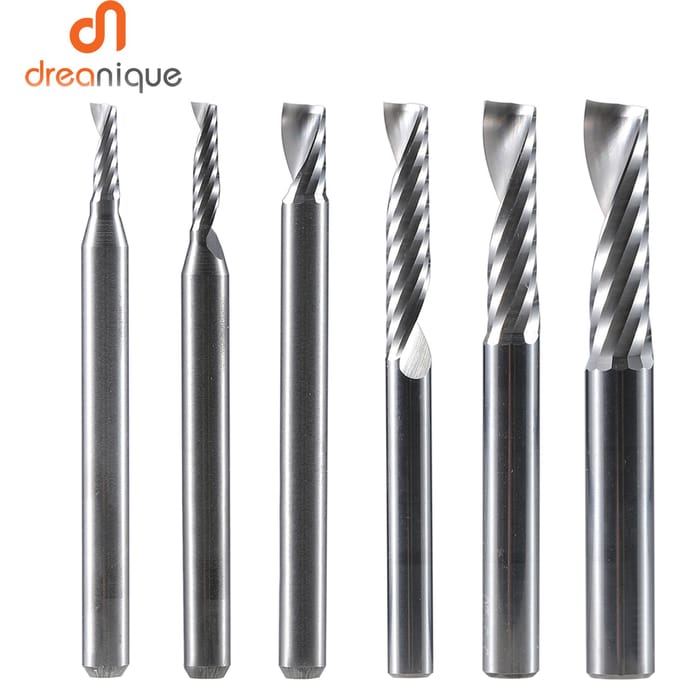 1pc AAAAA Enkele Fluit Spiraal End Mill Aluminium Frees 3D Graveren Carving Bit Voor Houtbewerking Acryl ACM Frezen