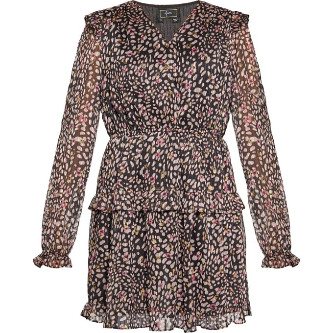 Faina Jurk Dames Zwart Veelkleurig