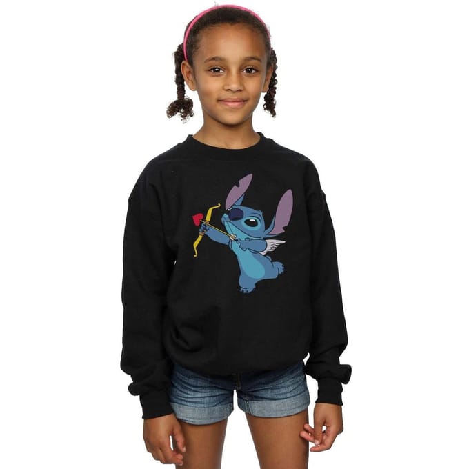 Disney Meisjes Lilo en Stitch Cupido Valentijn Sweatshirt (Wit)