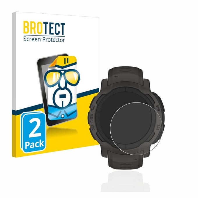 BROTECT - Screenprotector voor Garmin Instinct 2 / 2 Solar - Folie Beschermfolie transparant 2 Stuks