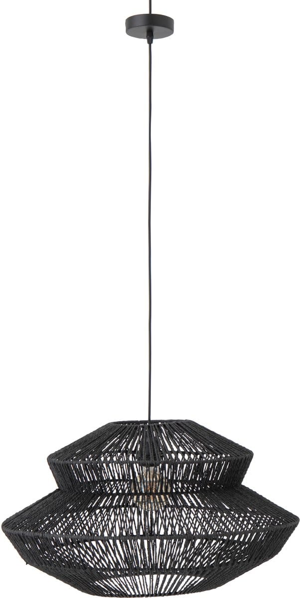 J-Line hanglamp Touw - metaal - zwart - small