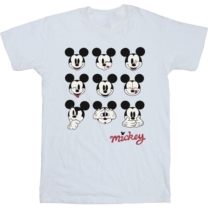 Disney Jongens Mickey Mouse Veel gezichten T-Shirt (Wit)