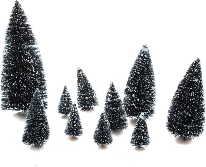 Feeric lights and christmas kerstdorp - miniatuur boompjes - 10x stuks