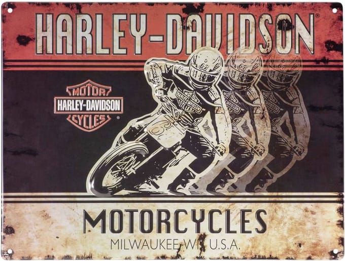 Harley-Davidson Racers Tinnen Bord Met Reliëf - 30 x 40 cm