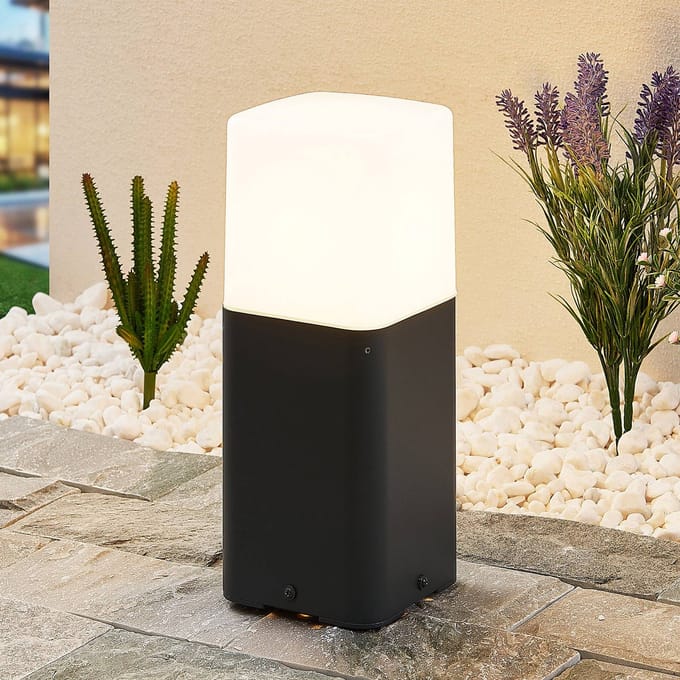 Lucande - Sokkellamp - 1licht - Aluminium, polycarbonaat - H: 30 cm - E27 - antraciet, wit