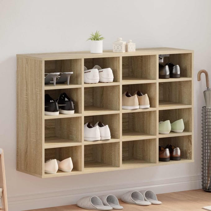 vidaXL - Schoenenkast - 103 - x - 30 - x - 67 - cm - Bewerkt - hout - Sonoma - Eiken