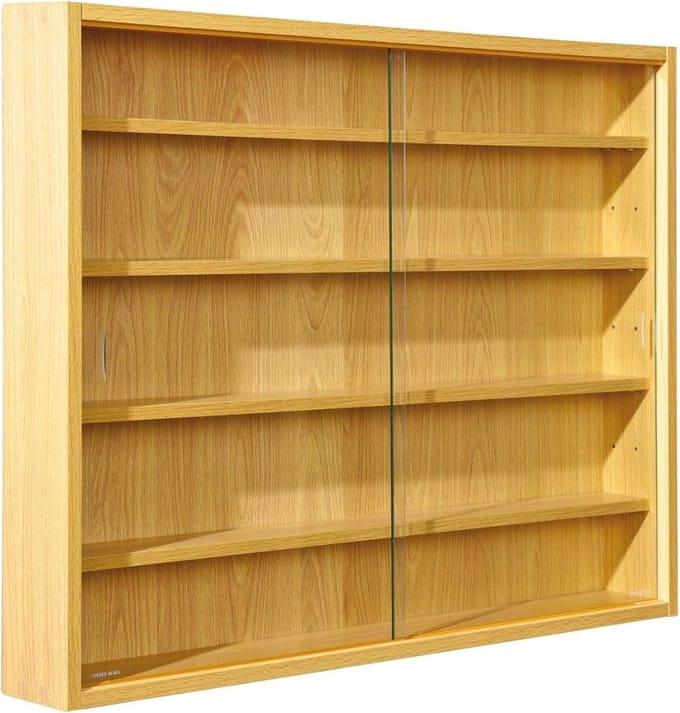 DD® Vitrinekast Hangend - Glazen Vitrinekast - Wandvitrine - 80x60x10cm - Bruin