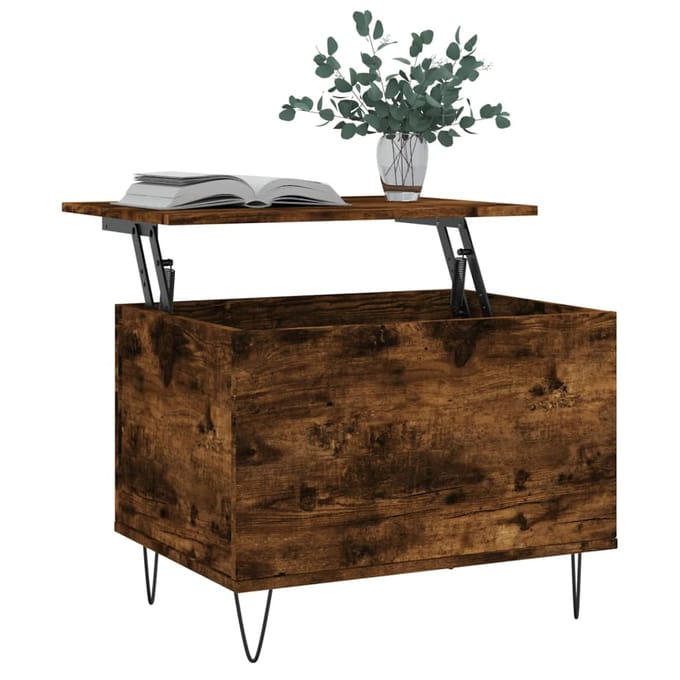vidaXL - Salontafel - 60x44,5x45 - cm - bewerkt - hout - gerookt - eikenkleurig