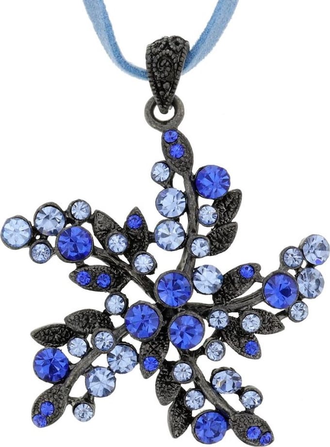 Behave - Ketting Met Bloemenhanger - Blauw - Statement Natuurstijl