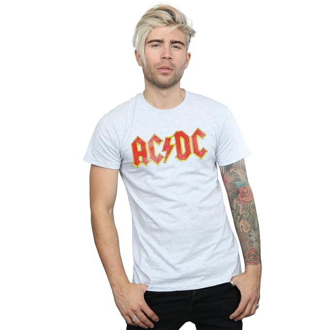 AC/DC Menselijk verweerd logo T-shirt (Sportgrijs)