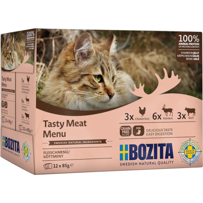 12x85 g Bozita Stukjes in Gelei Pouch Kattenvoer