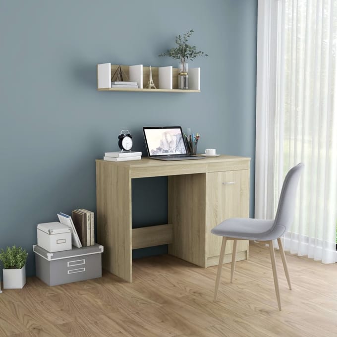 vidaXL - Bureau - 100x50x76 - cm - bewerkt - hout - sonoma - eikenkleurig