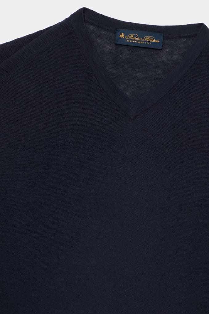 Brooks Brothers V-neck Organic Cotton Navy Größe: S | Pullover Outlet | Herren | Blau