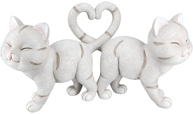 Beeld kittens love - 8x20x11 cm creme polyresin
