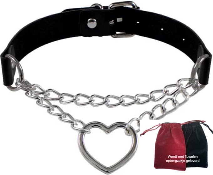 Choker ketting hart – Gothic PU-leer Halsketting – Verstelbaar – Geschikt voor 40 cm hals