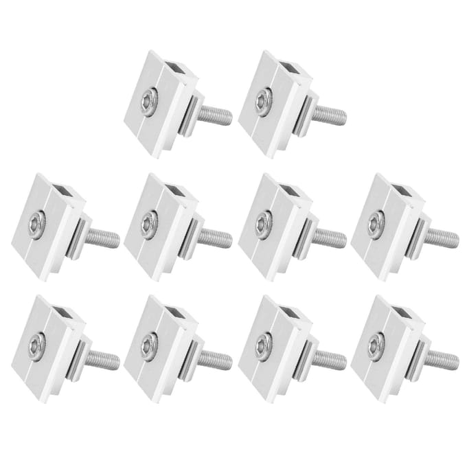 10 stuks Zonnepaneel Middenklemmen Waterdichte Montage Aluminium Beugel Montageaccessoires white