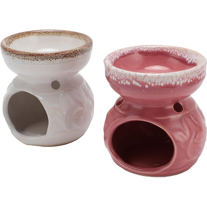2 Stuks Keramische Theelichthouder Waxmelter Langdurige Essentiële Olie Brander Wierook Diffuser gray