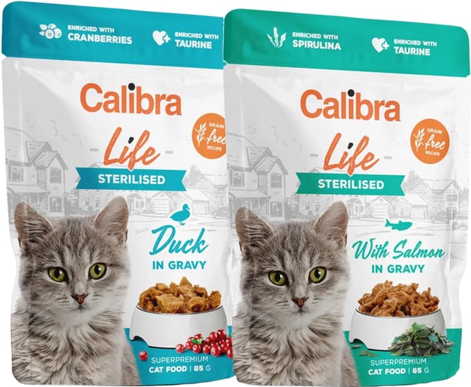 Calibra Cat Life Sterilised Natvoer - Eend - 28 x 85 gram