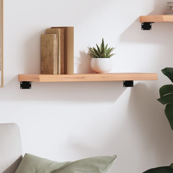 vidaXL - Wandschap - 60x20x4 - cm - behandeld - massief - eikenhout - lichtbruin