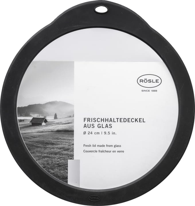 Rösle Glass lid 24 cm Clear/Black Glass/Silicone