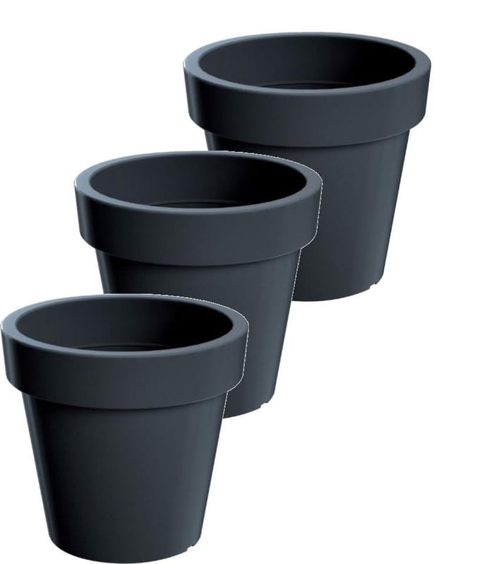 Bloempot Buiten Rond Lofly 13cm ANTRACIET Prosperplast / 3 STUKS ! /