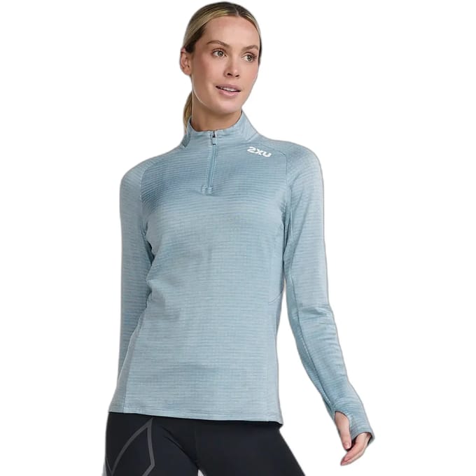 2xu Ignition Half Rits Lange Mouw T-shirt Grijs M Vrouw